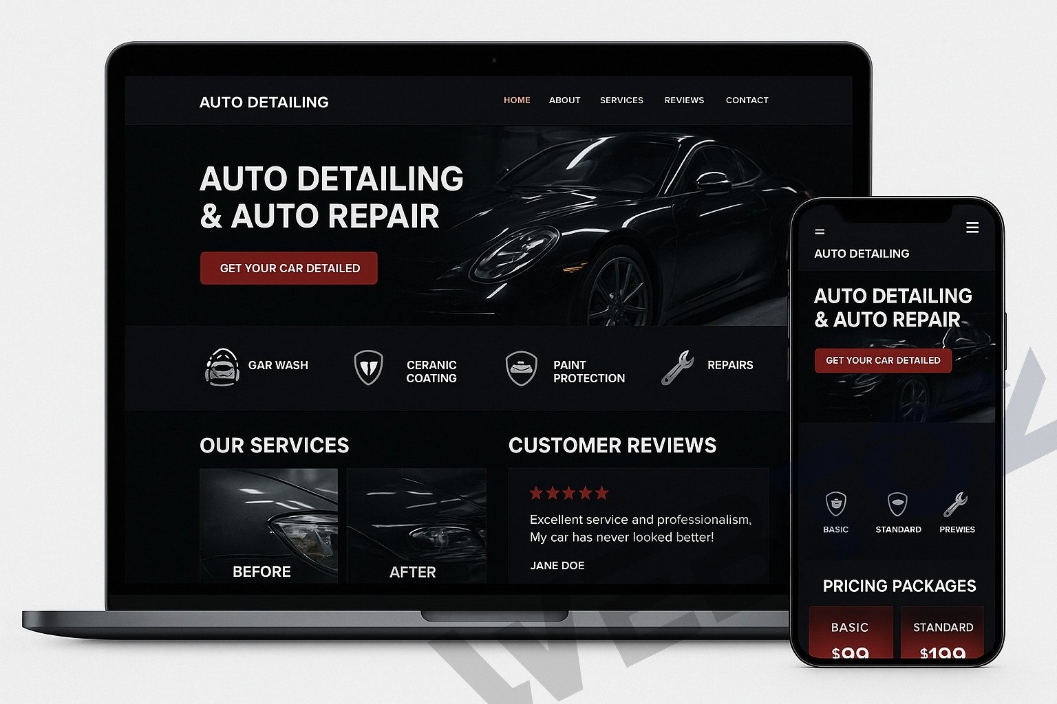 Auto Detailing & Repair website design by Webtoz