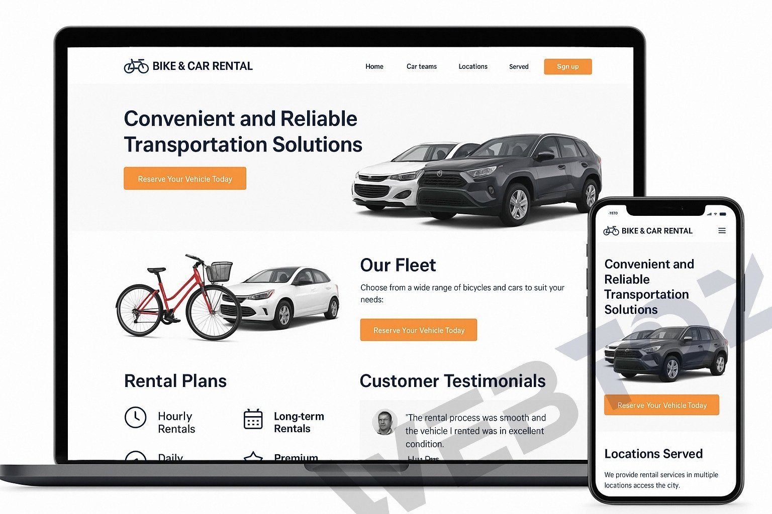 Bike & Car Rentals website design by Webtoz