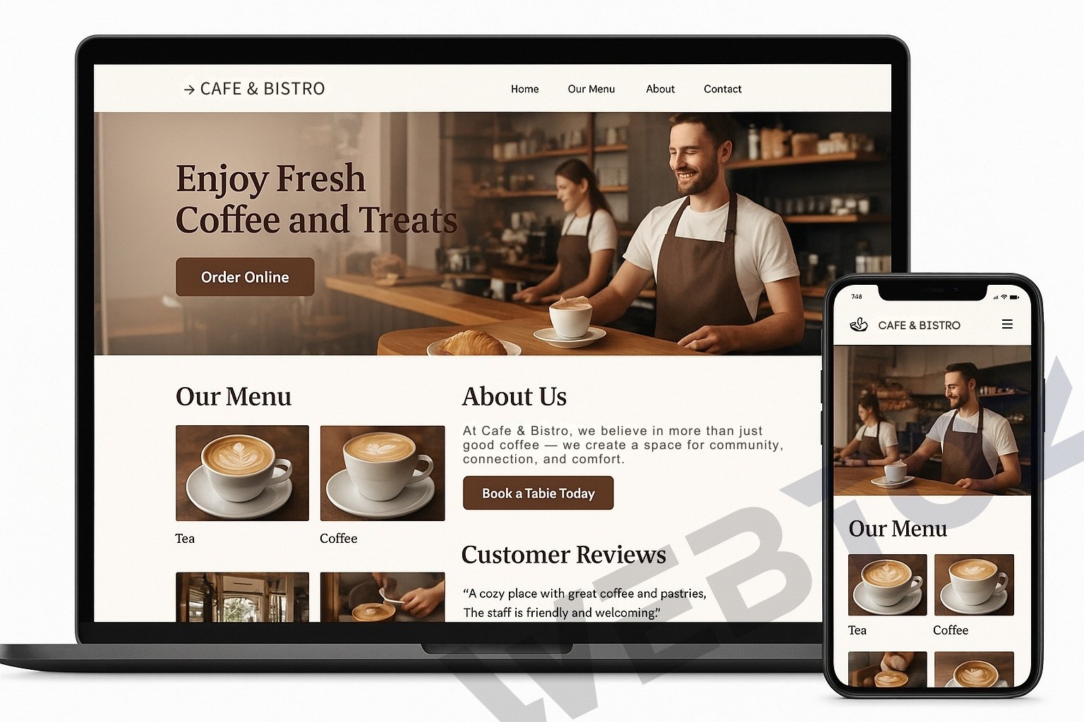 Coffee Shop & Cafe website design by Webtoz