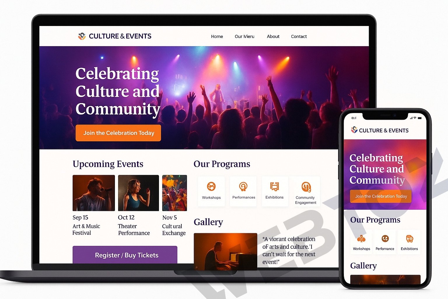 Cultural Events website design by Webtoz