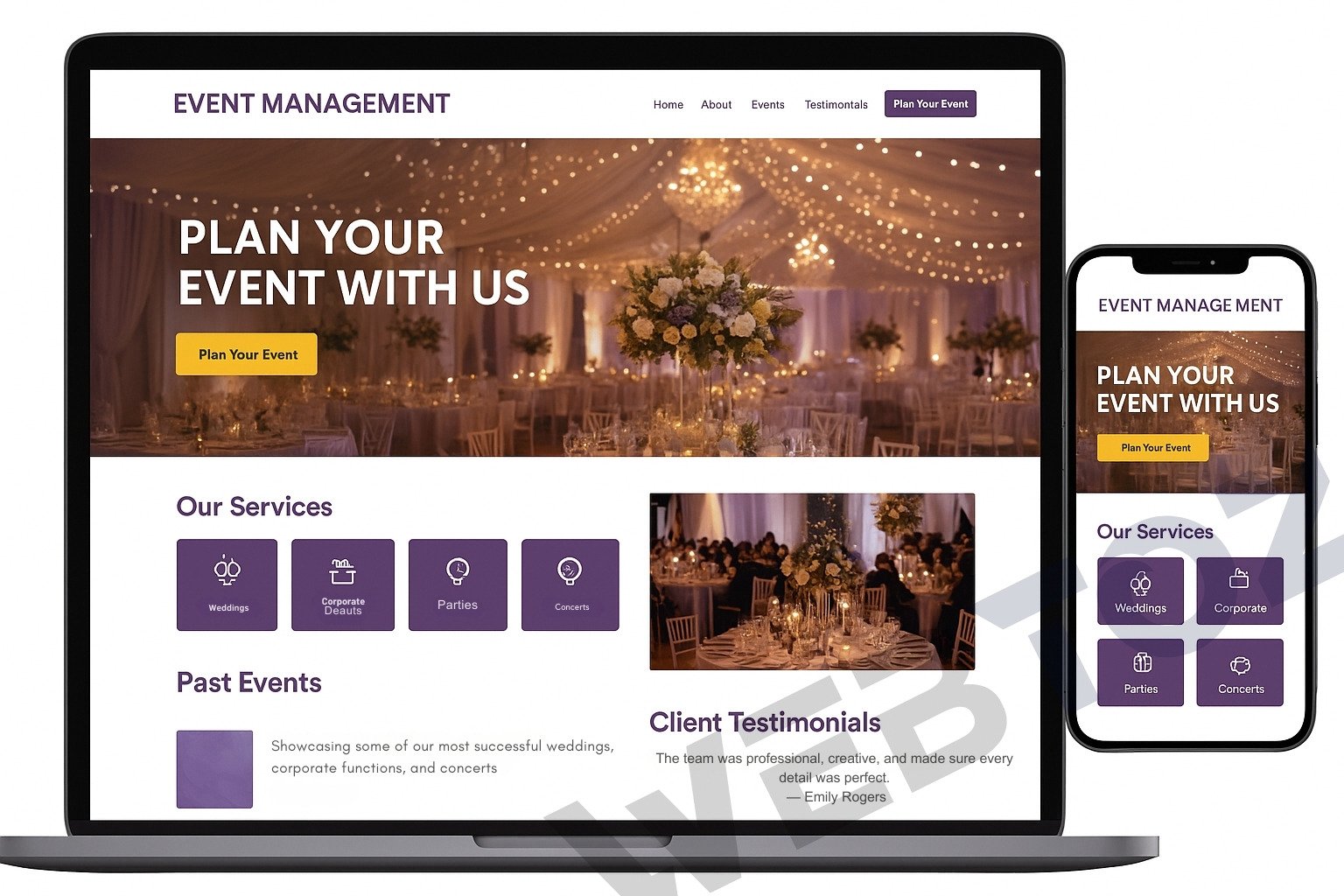 Event Management website design by Webtoz