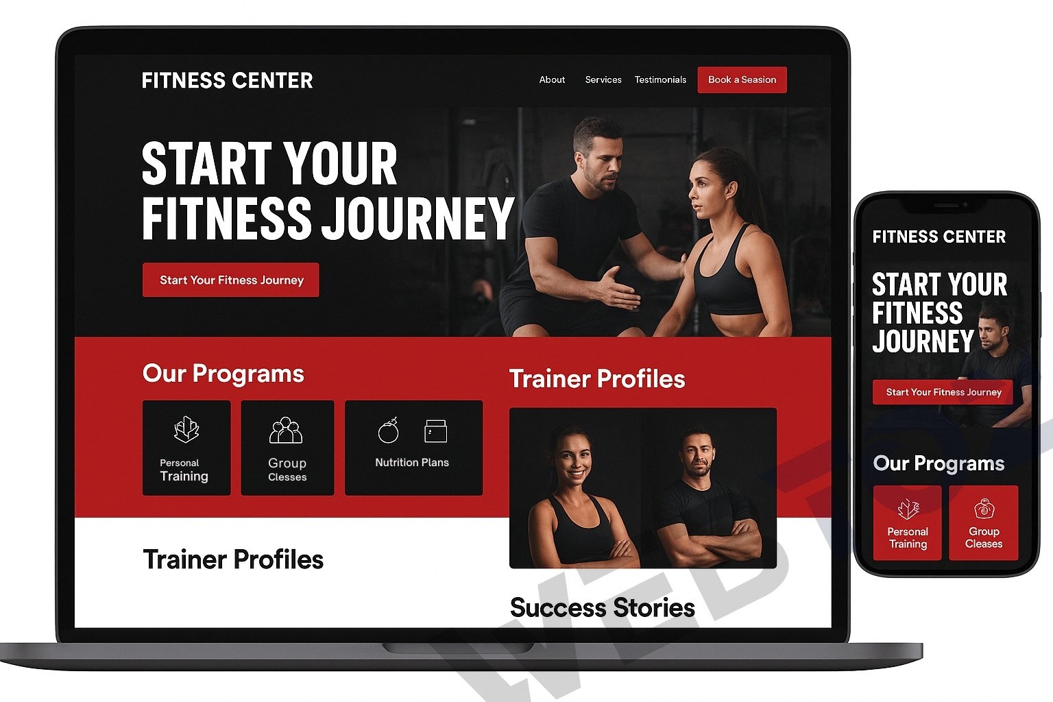 Fitness Center & Coach website design by Webtoz