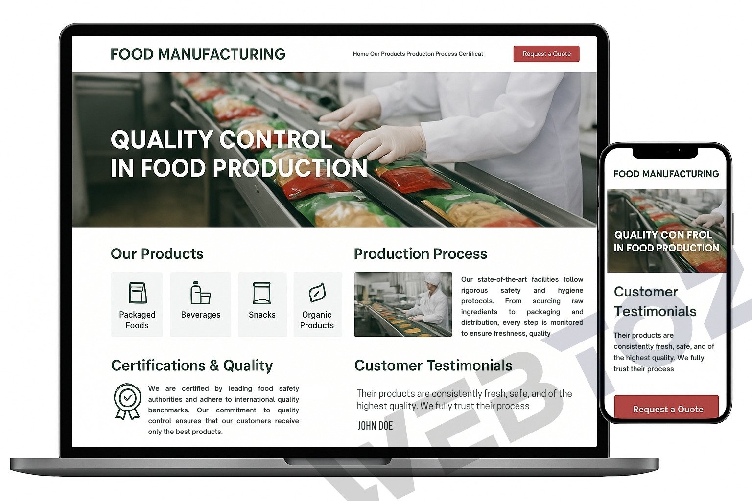 Food Manufacturer website design by Webtoz