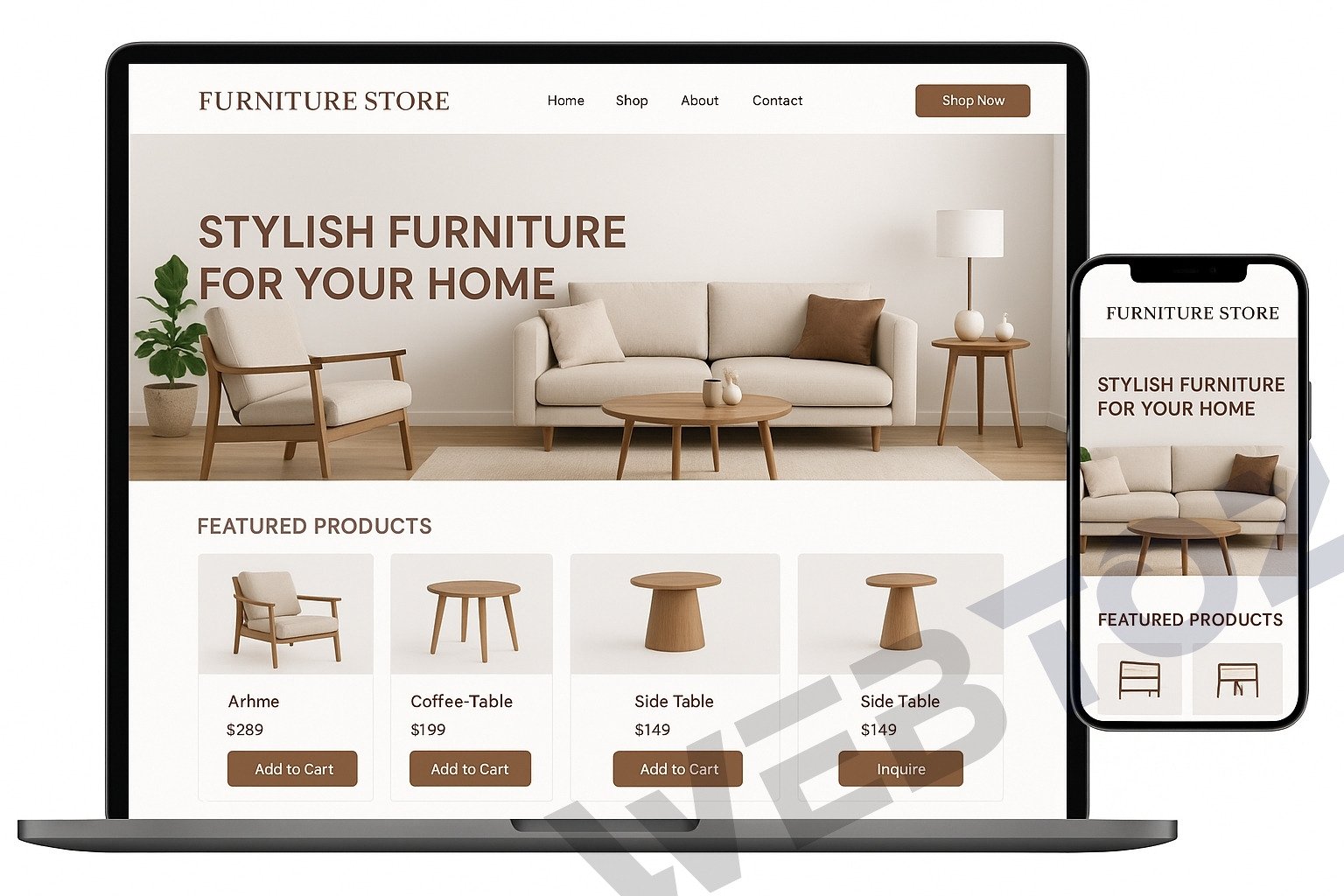 Furniture Shop website design by Webtoz