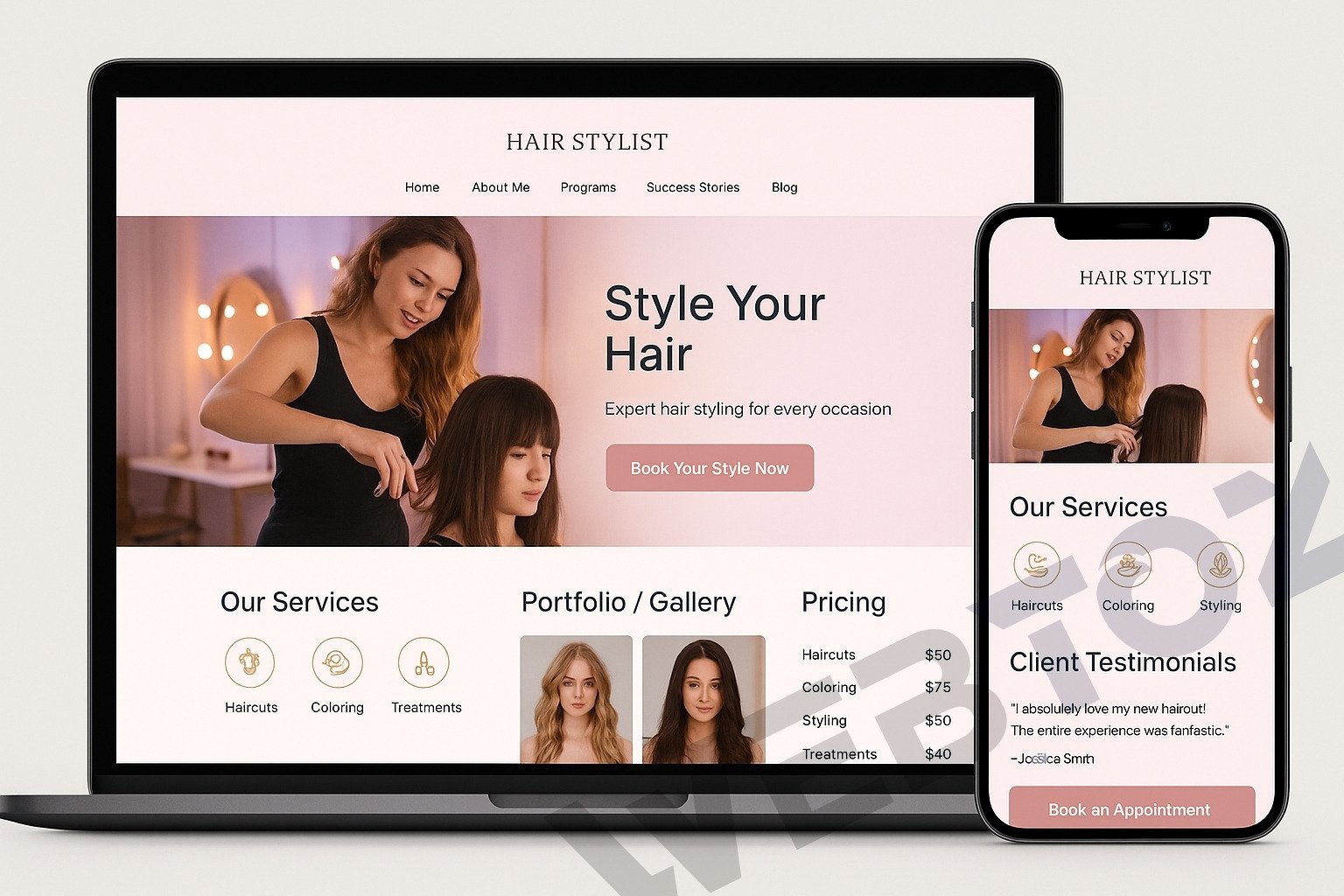 Hair Stylist website design by Webtoz