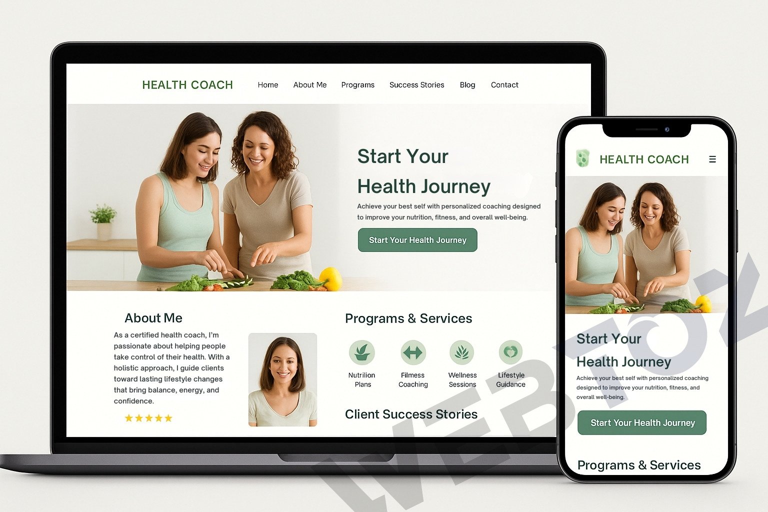 Health Coach website design by Webtoz