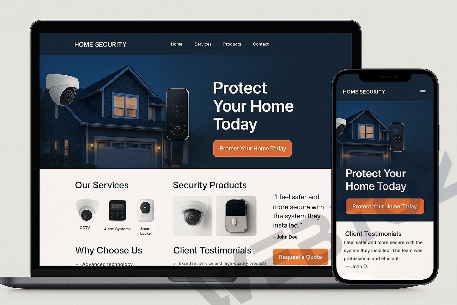 Home Security website design by Webtoz