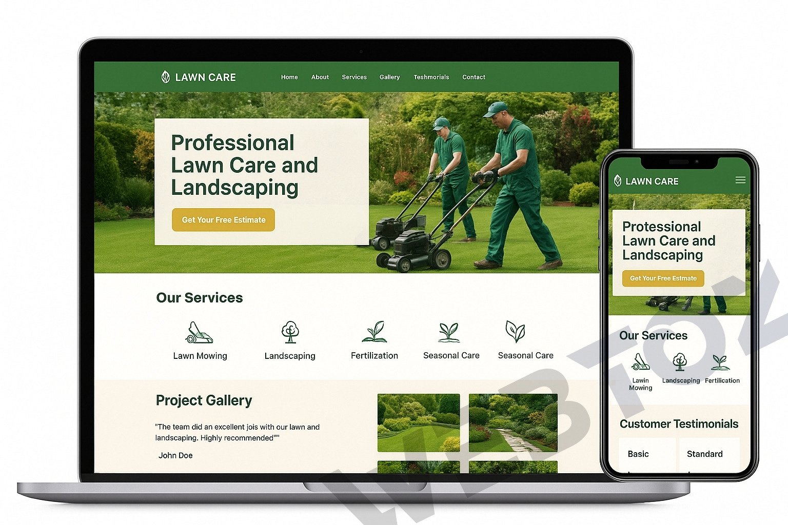 Lawn Care & Landscaping website design by Webtoz