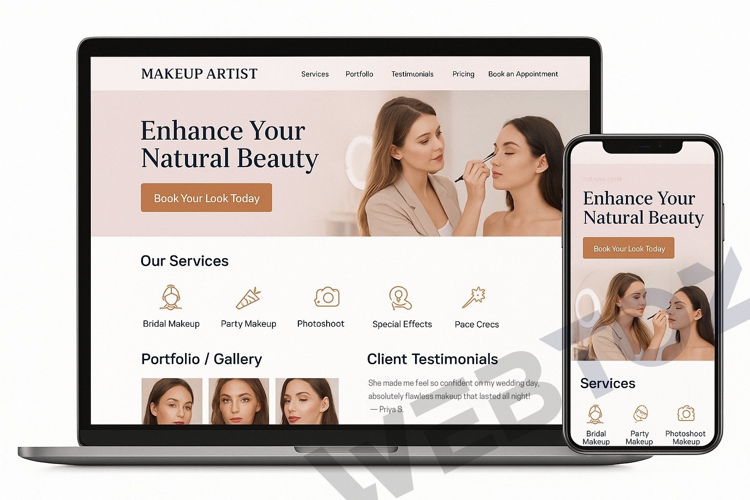 Makeup Artist website design by Webtoz