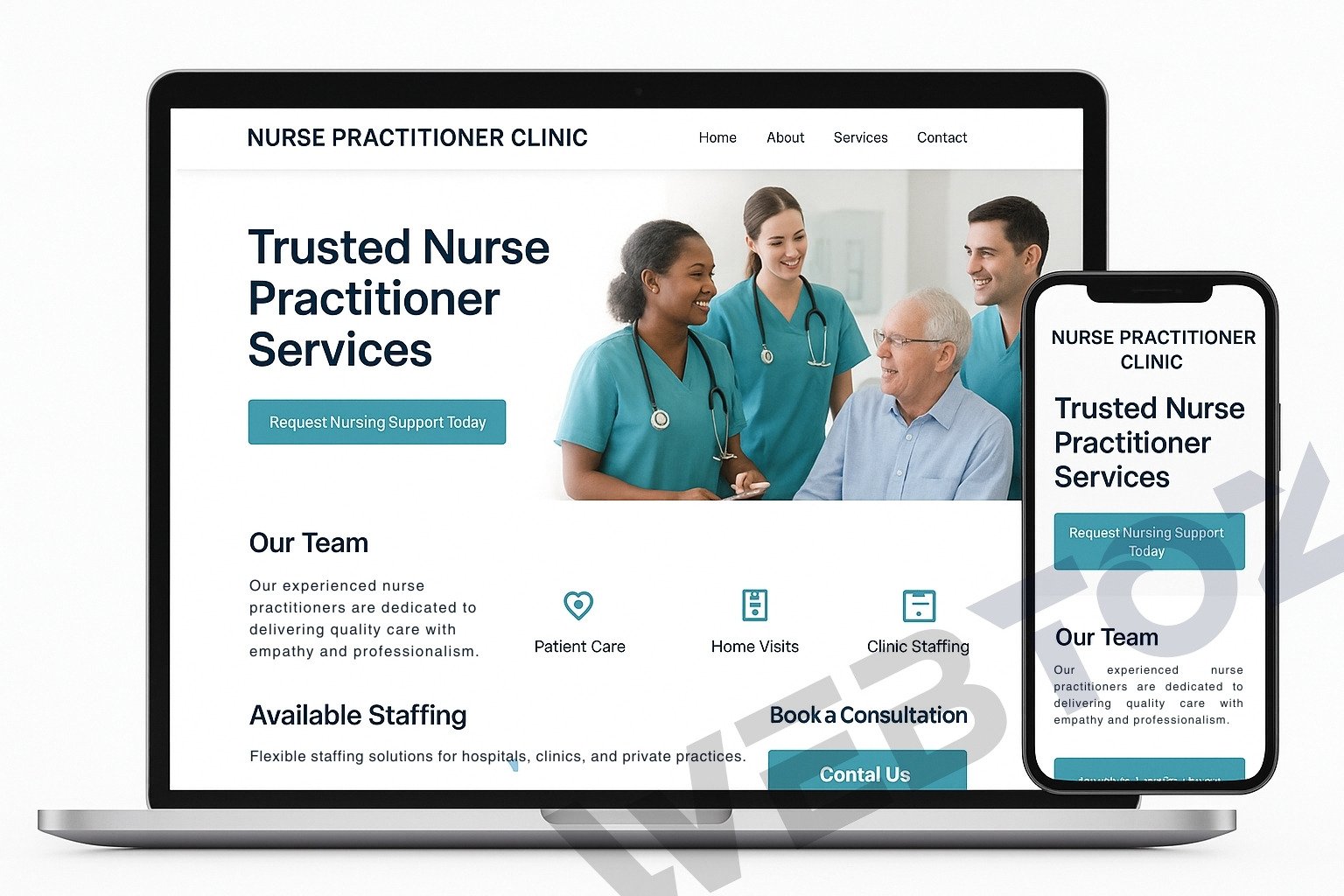 Nurse Practitioner Staffing website design by Webtoz