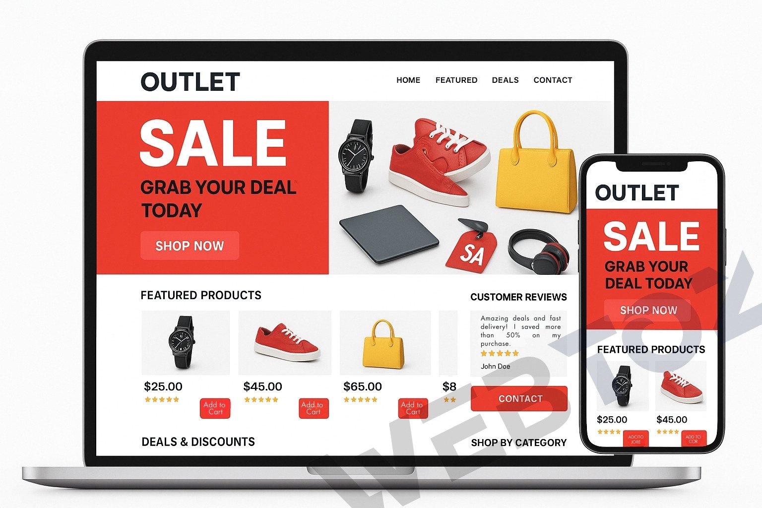 Outlet Store website design by Webtoz