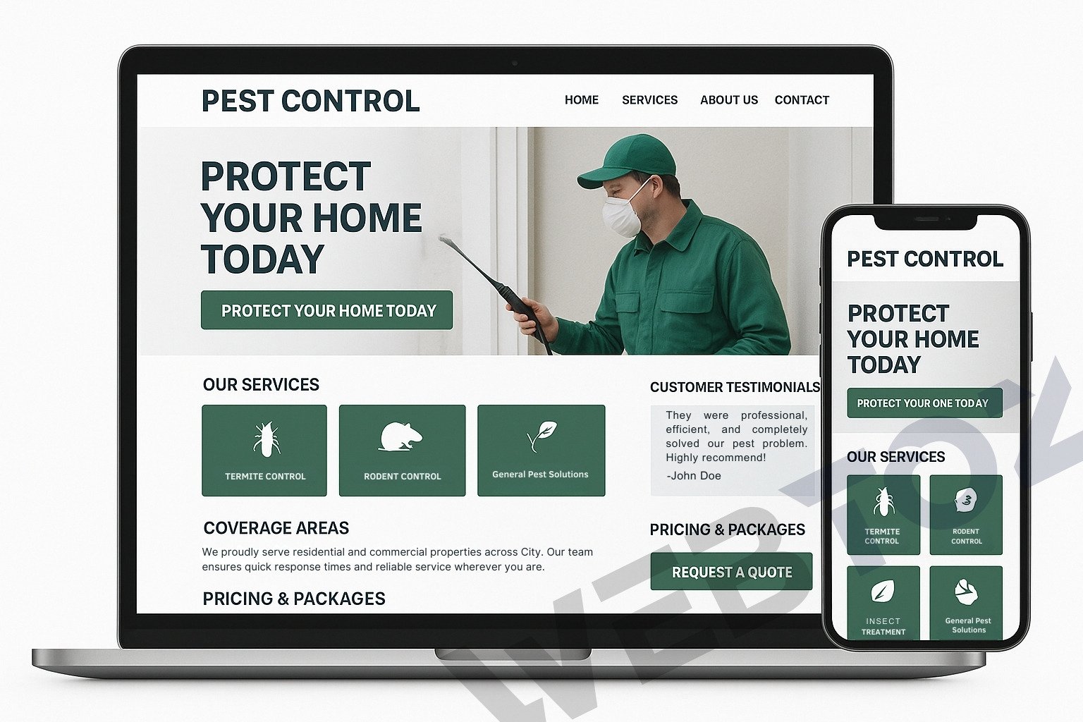 Pest Control website design by Webtoz
