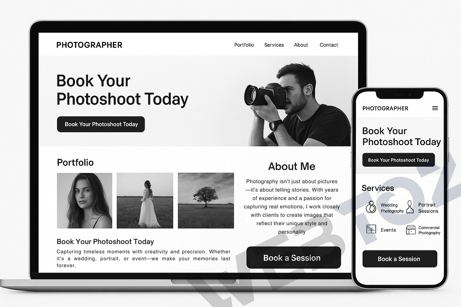 Photographer Portfolio website design by Webtoz