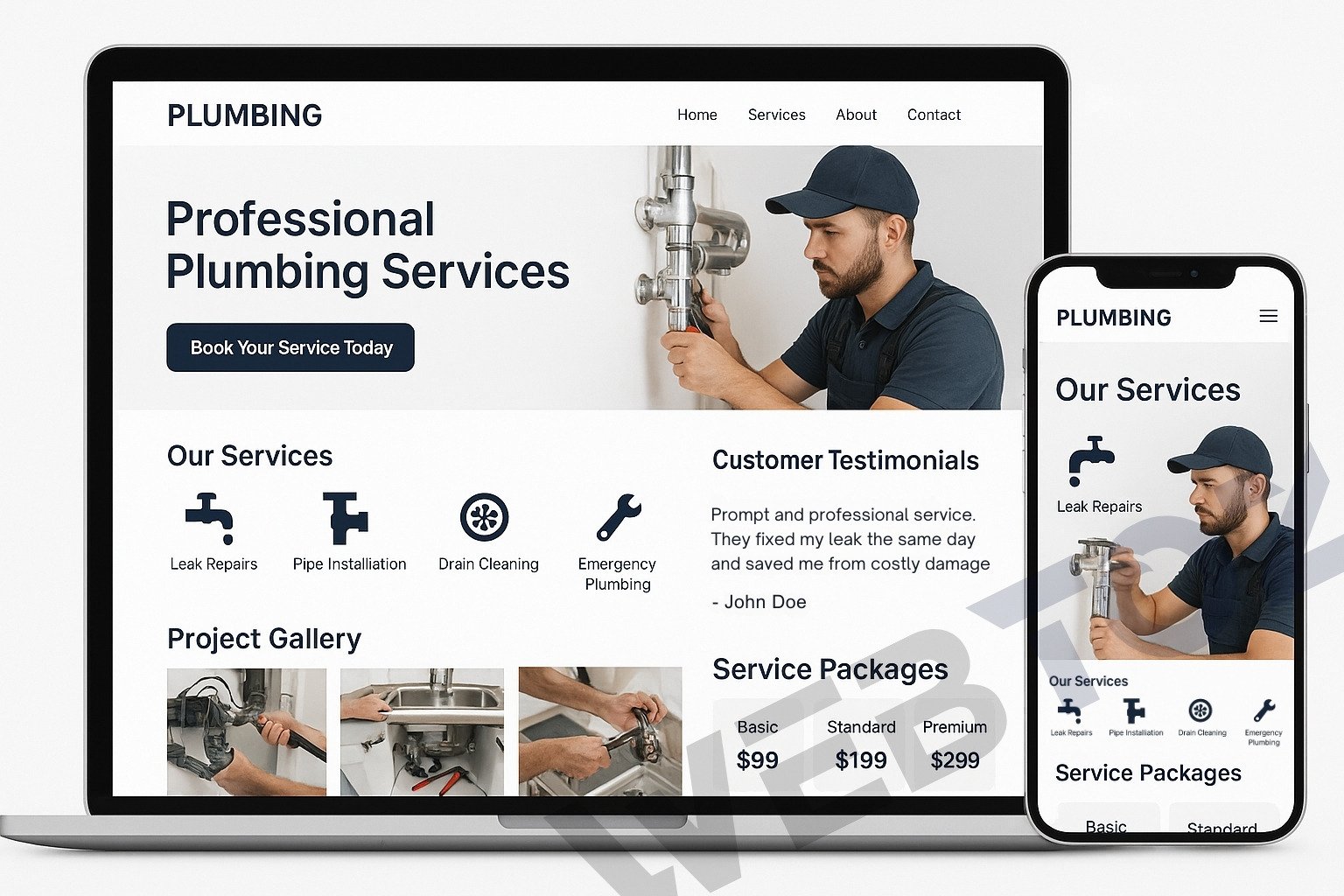 Plumbing Services website design by Webtoz