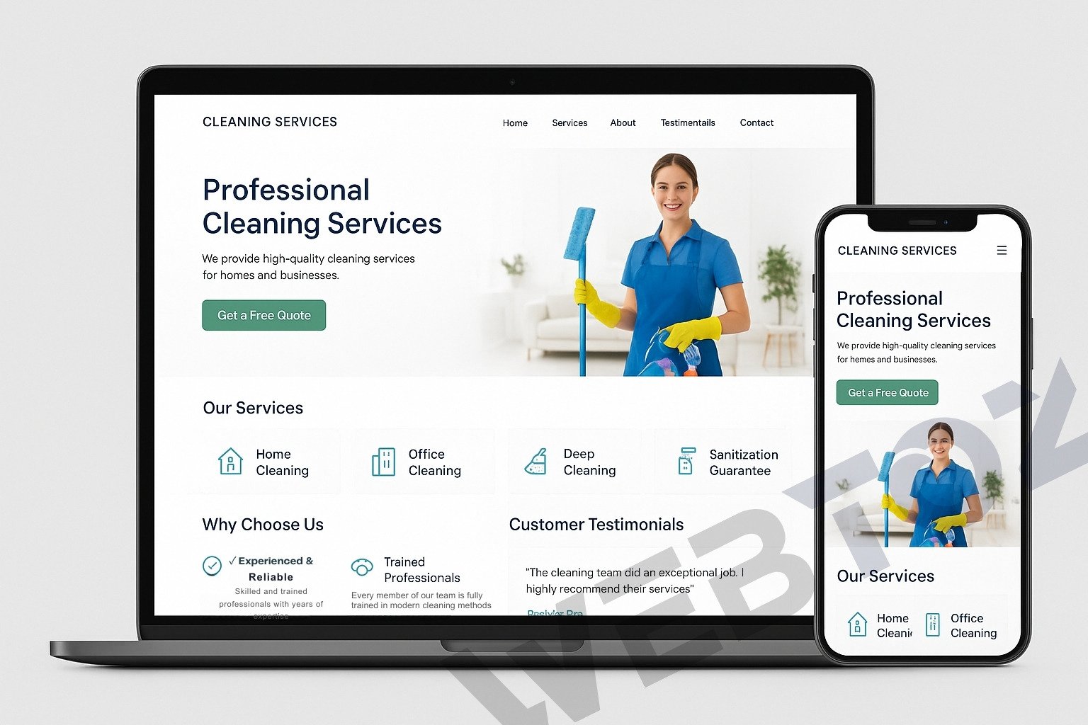 Professional Cleaning website design by Webtoz
