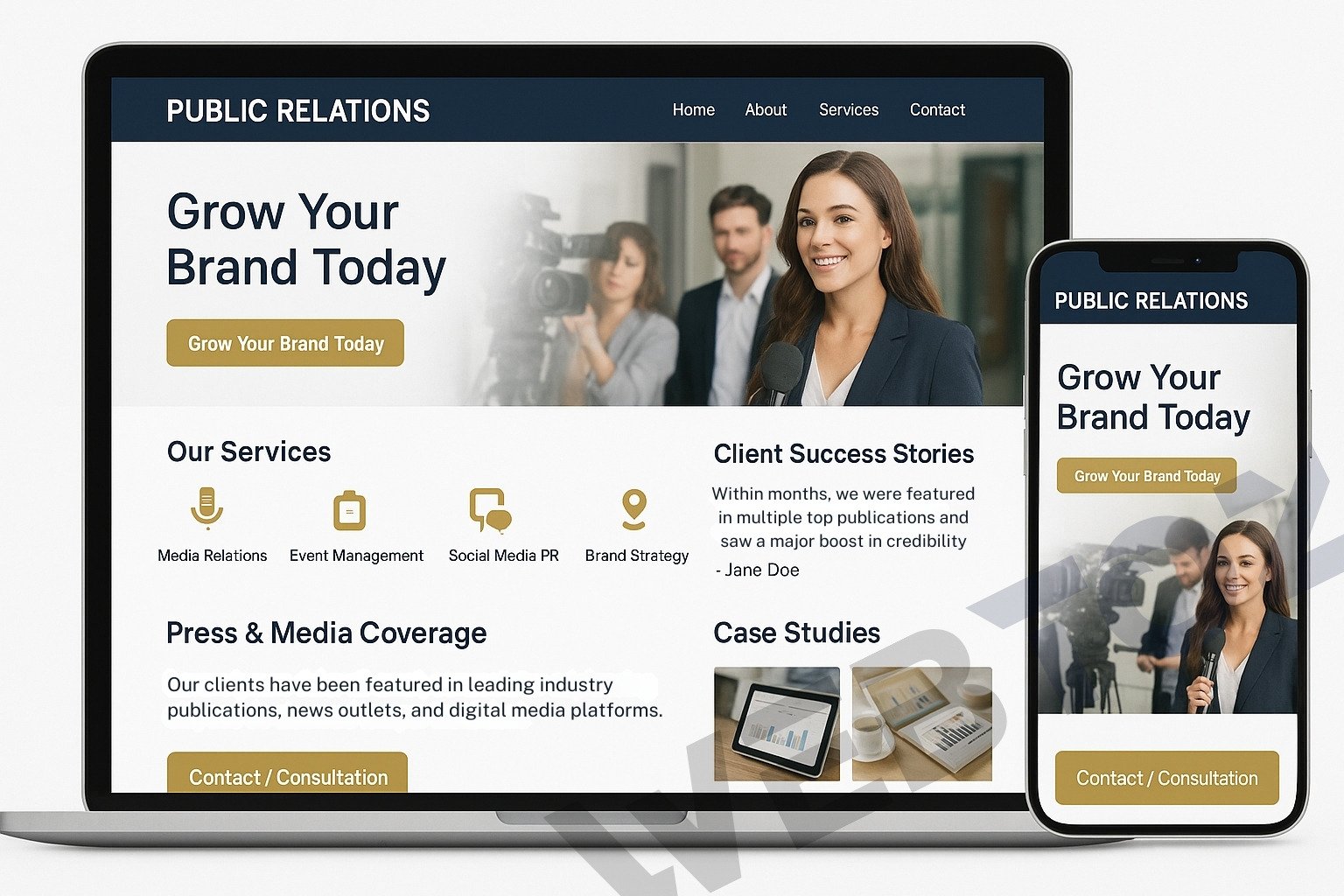 Public Relations (PR) website design by Webtoz