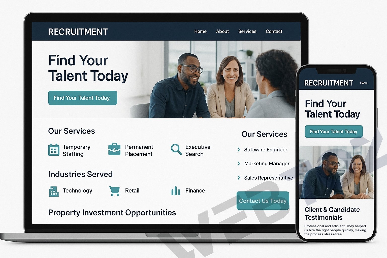 Recruitment Services website design by Webtoz