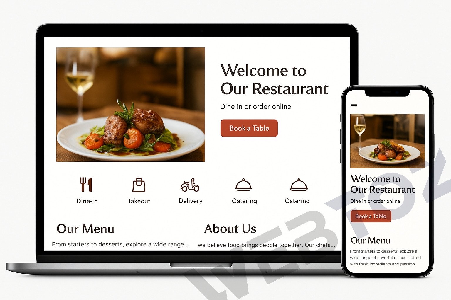 Restaurant & Cafe website design by Webtoz