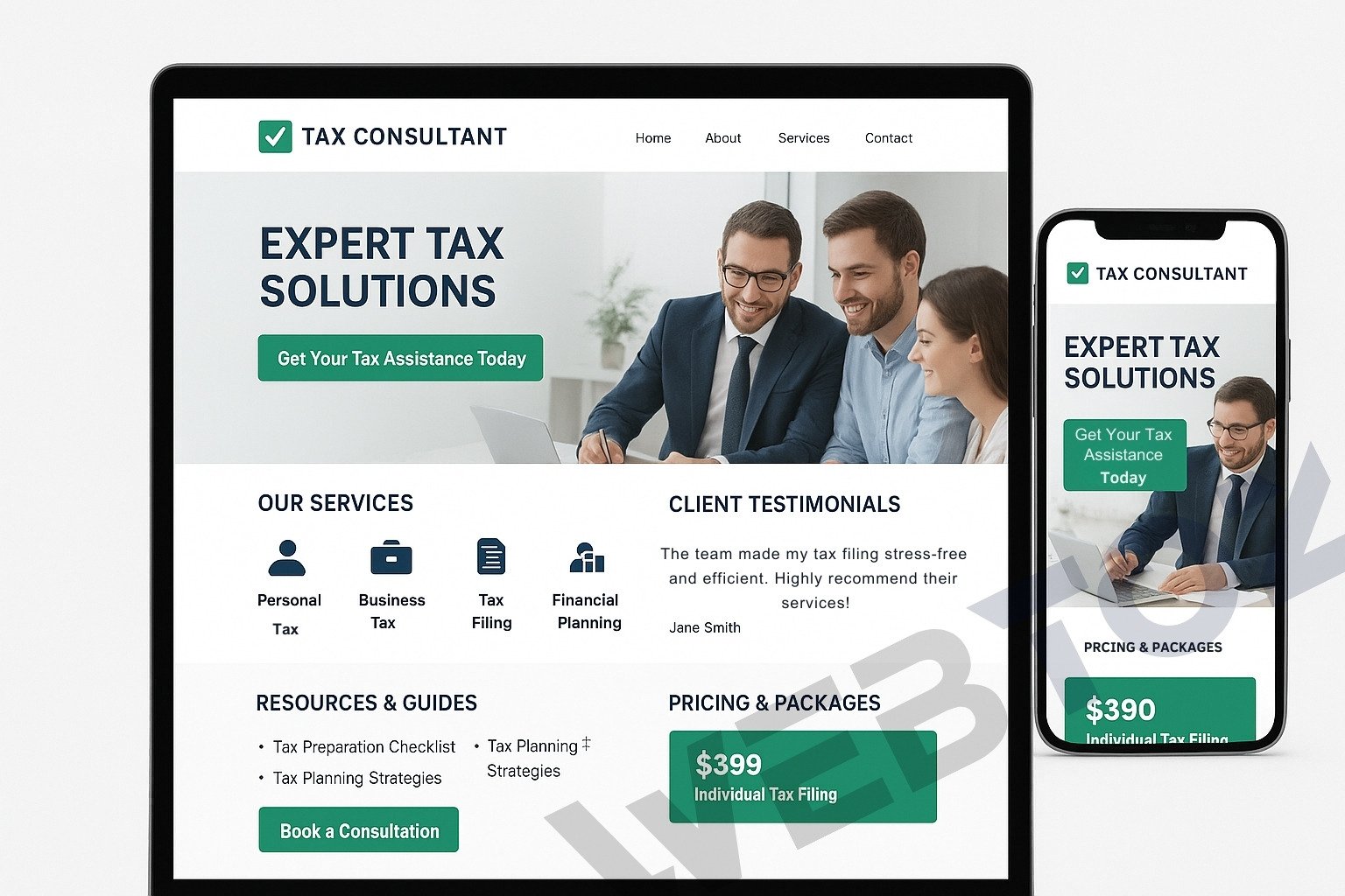 Tax Consultant website design by Webtoz