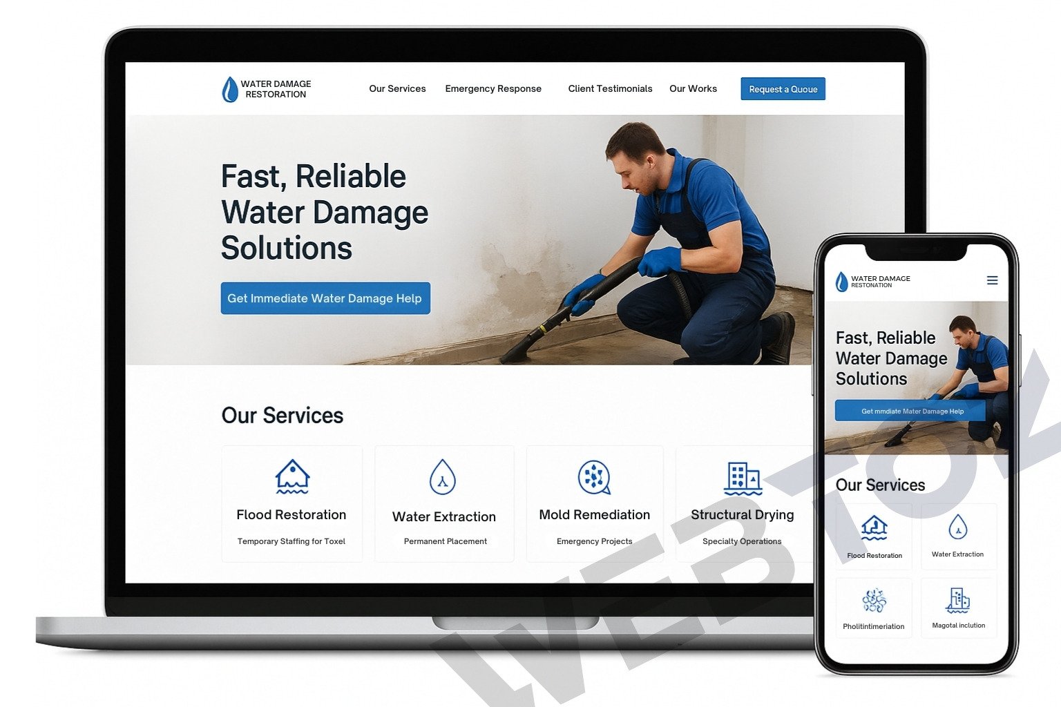 Water Damage Restoration website design by Webtoz