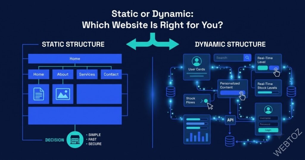 Static vs dynamic websites – which one does your business need comparison
