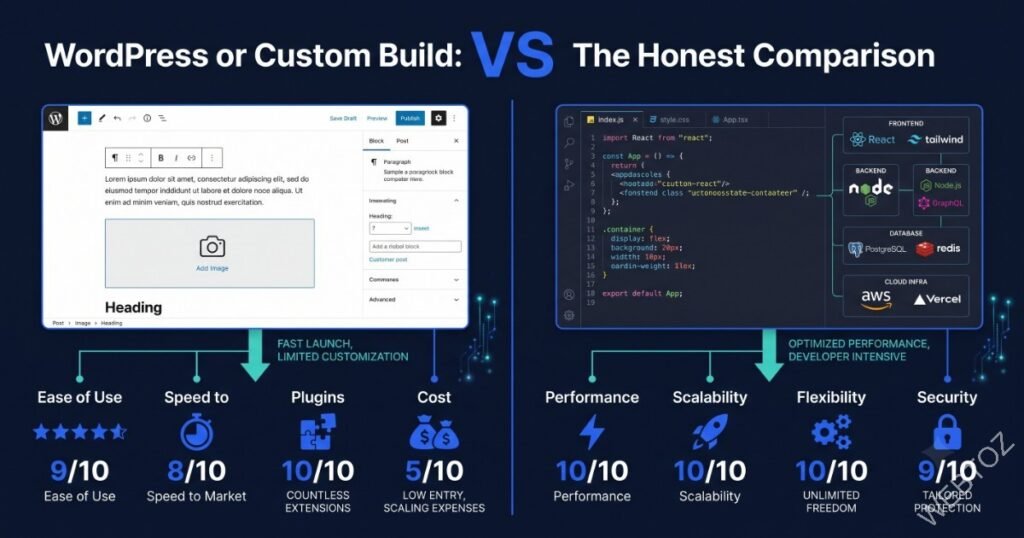WordPress vs custom web development – which is better for your business comparison
